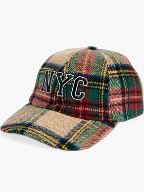 Steve Madden NYC New York City Plaid Baseball Cap Hat